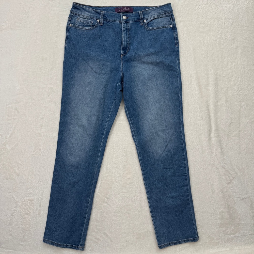 Gloria Vanderbilt Slim Leg Jeans Womens 12 Blue Amanda 2.0 High Rise Medium Wash